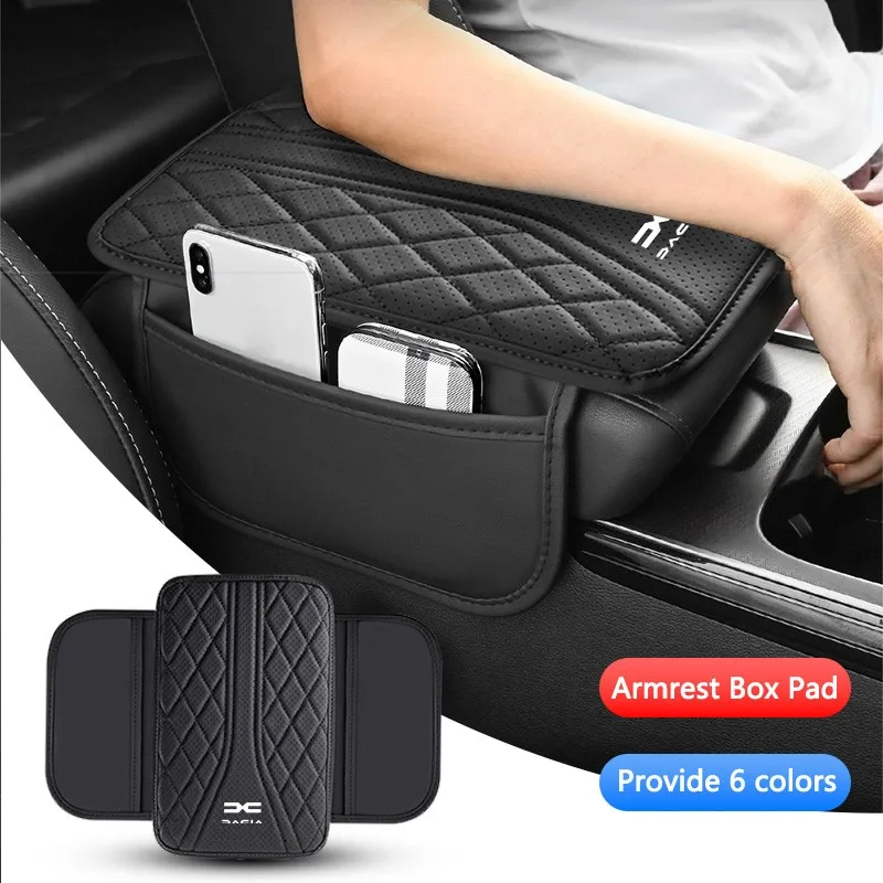Descanso de braço de carro de couro almofada console central caixa capa anti risco caixa de apoio de braço do carro para dacia logan duster sandero bigster jogger