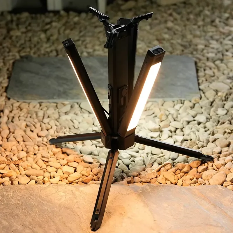 High Lumen Multifunctional Portable Telescopic Rod Collapsible Camping Lamp Lithium Ion LED Flashlight for Outdoor Travel