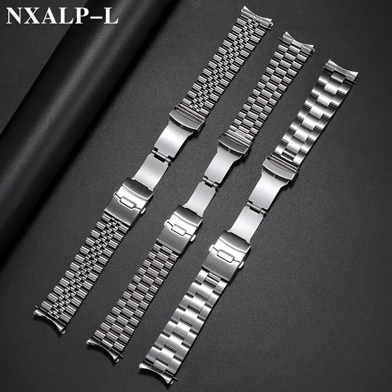 ل Seiko الصلبة سوار فولاذي غير قابل للصدأ 18/19/20/21/22/23/24 مللي متر الرجال الرياضة حزام ل Skx007/skx009 ل اليوبيل منحني نهاية سوار