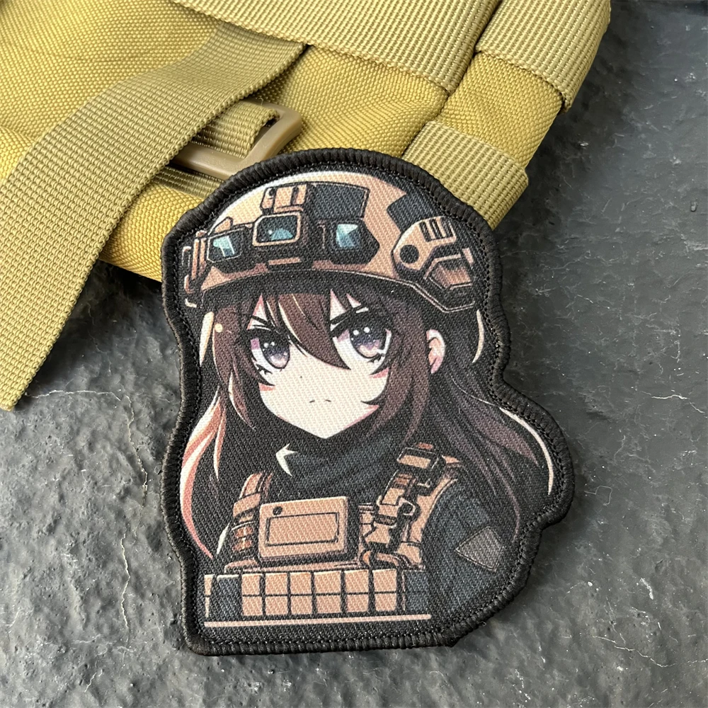 Japanse Anime Moreel Badge Tweedimensionaal Meisje Gedrukt Klittenband Patch Tactische Rugzak Decoratieve Sticker