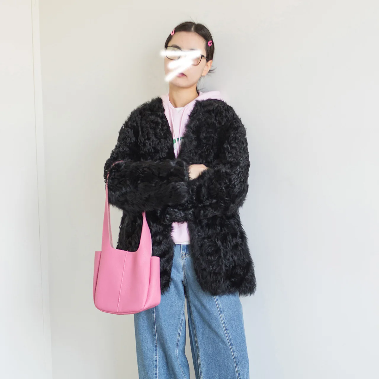 UMI MAO جديد الفراء معطف الفرو الحقيقي المرأة توكا الفراء الأسود المتكاملة المرأة الجولة الرقبة منتصف طول معطف فام