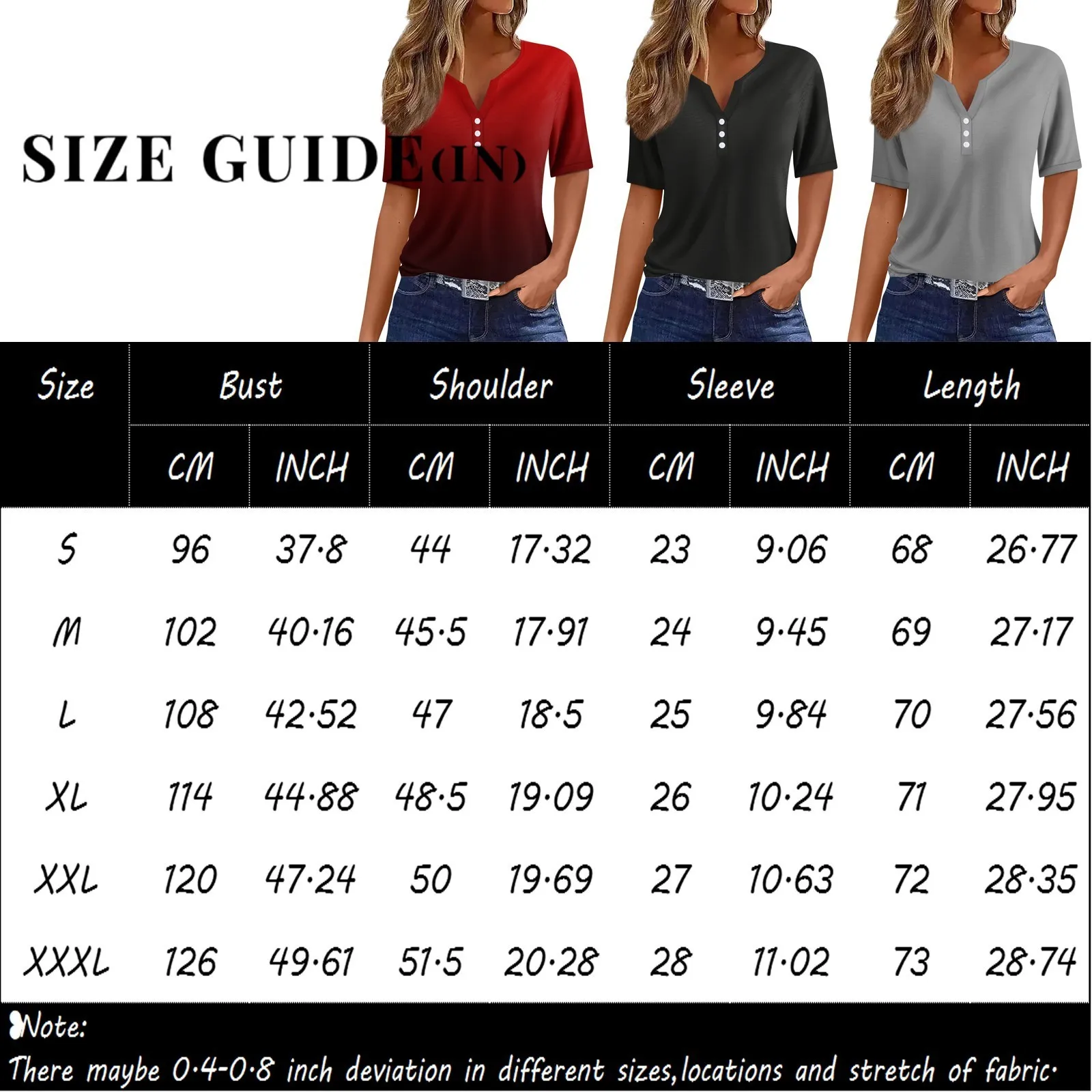 Fashion Women T Shirt Glitter Print Button V Neck Short Sleeve Basic Tops Streetwear Summer Oversized Clothing Female T-Shirts