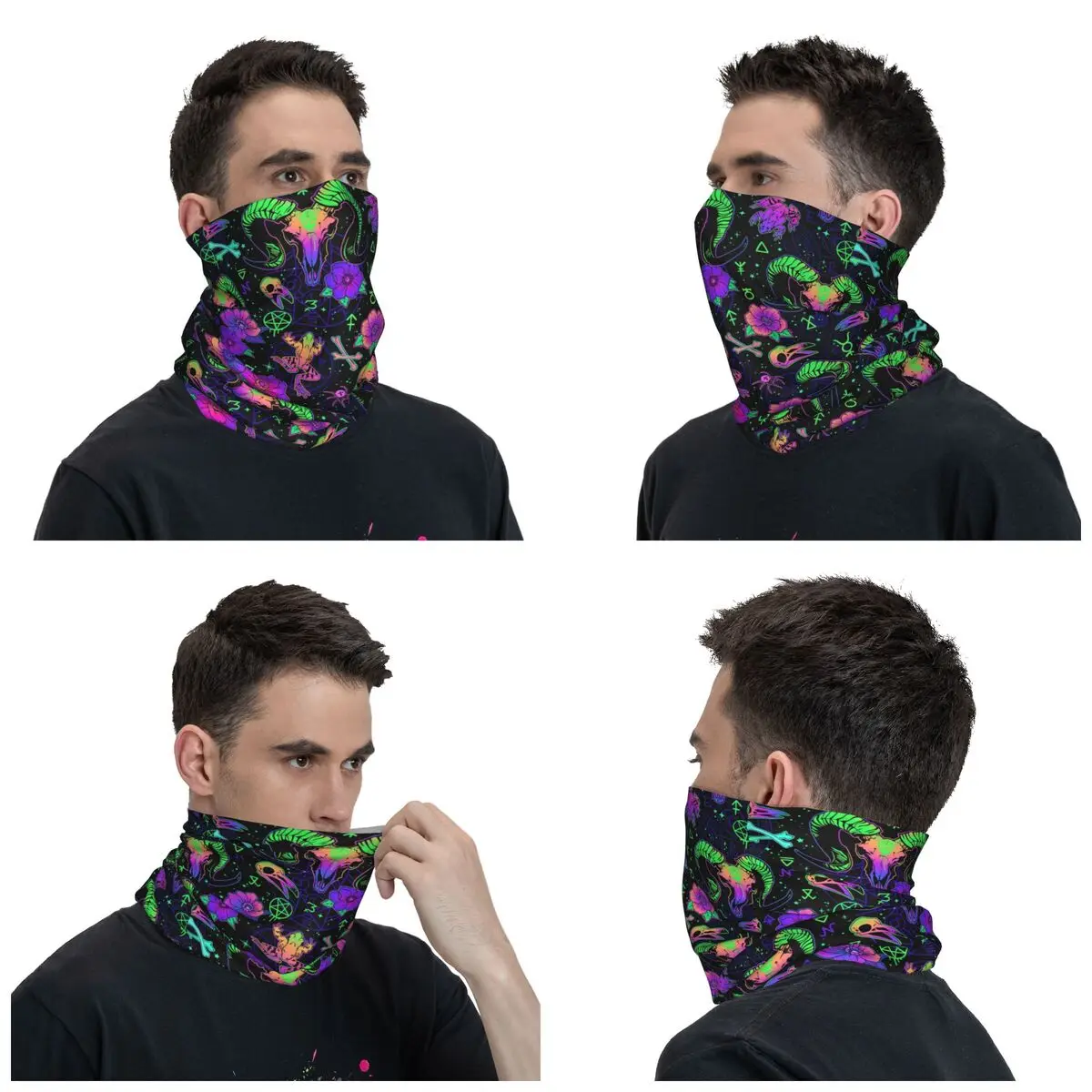 Magic Animal Skull Bandana Neck Gaiter Printed Foral Magic Scarf Warm Cycling Scarf Fishing Unisex Adult Winter