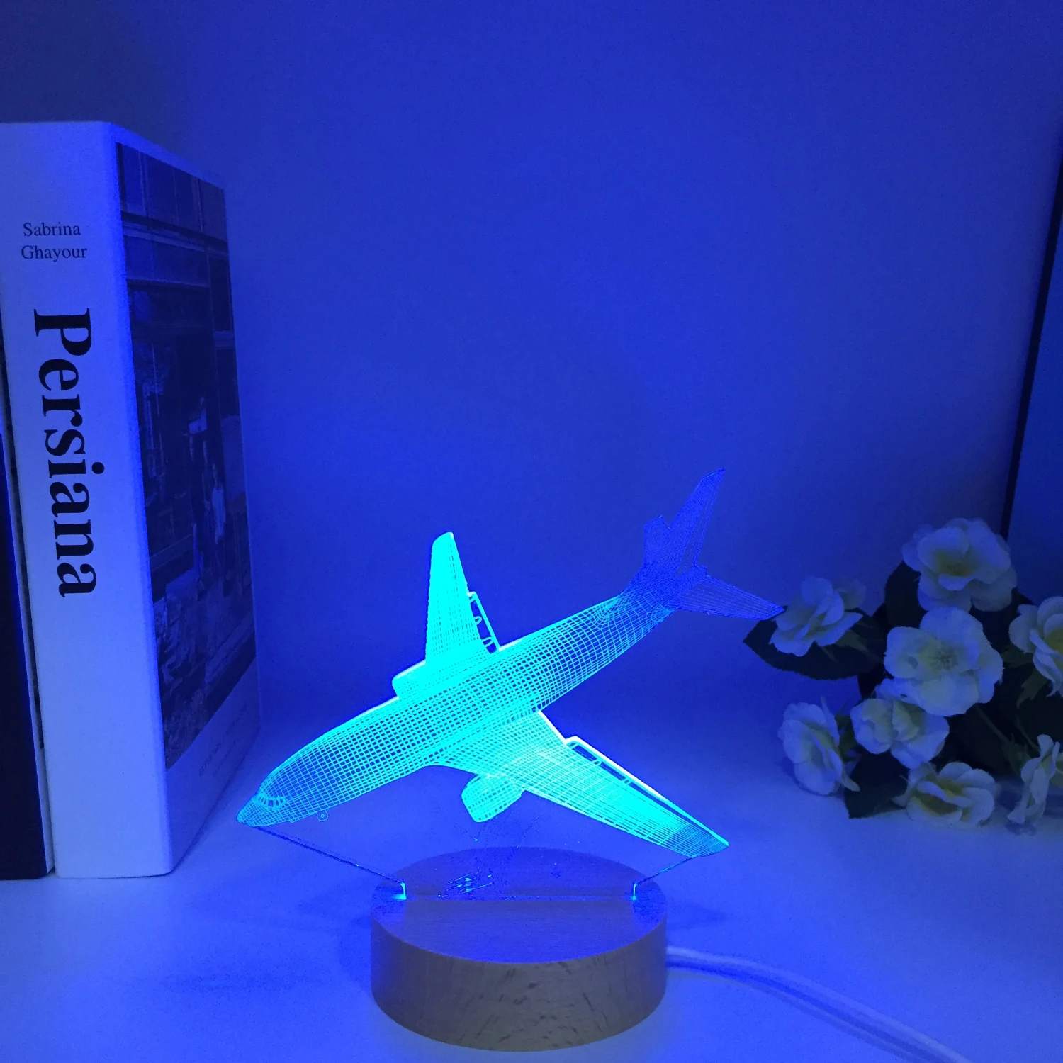 木製の3D飛行機の常夜灯,テーブルの装飾,ベッドサイドの常夜灯,USB,子供の誕生日,クリスマスプレゼント,男の子,新しい