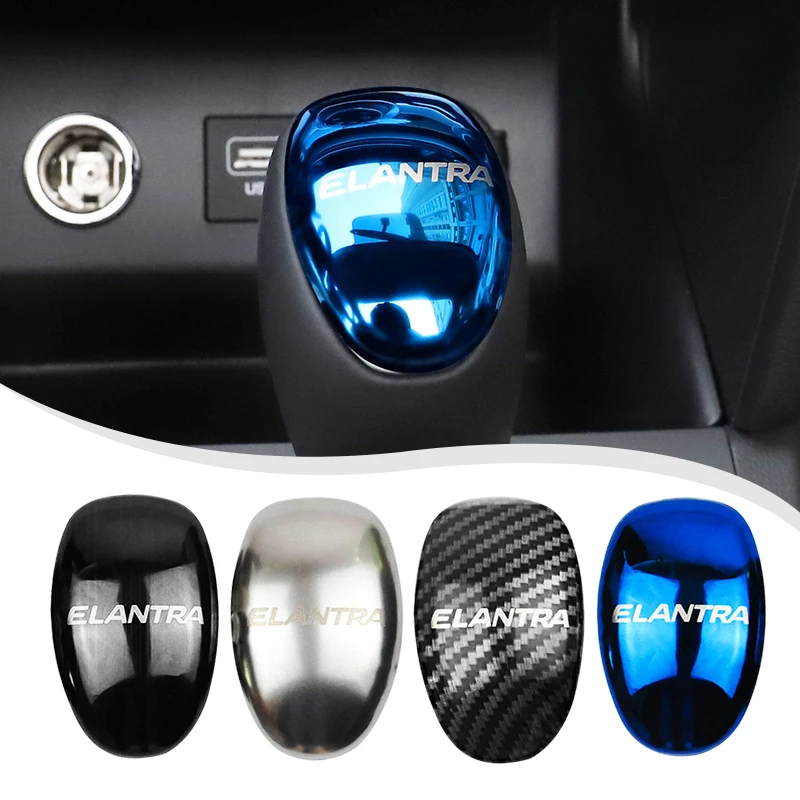 1pcs Carbon Fiber Gear Shift Knob Cover Decorative Shell ABS Handle Sticker Trims For Hyundai Elantra 2016 2017 2018 2019 2020