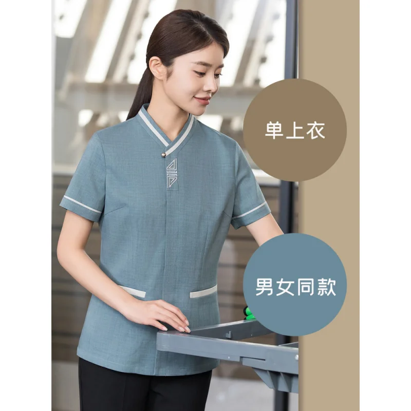 Hotel RoomsPAShort Sleeve Cleaning Work Uniform Set for Property Management, Hotel, Hospital, Sanitation Aunt Summer Cleaning Se