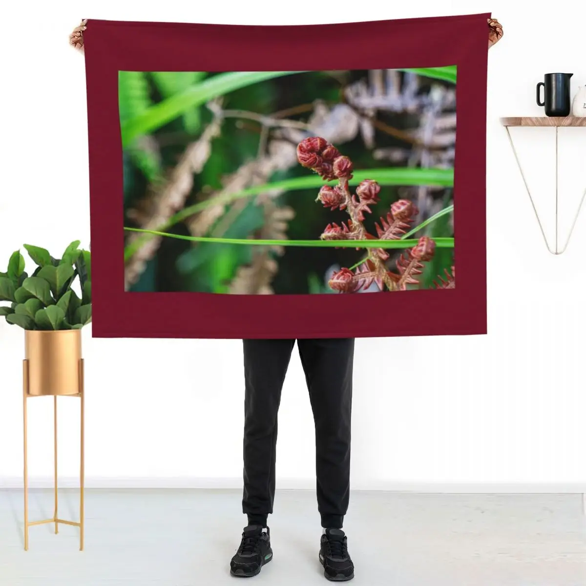 Ama'u Fern Unfurling Throw Blanket Soft Plush Plaid blankets ands Stuffeds Quilt Blankets Sofas Of Decoration Hairy Blankets