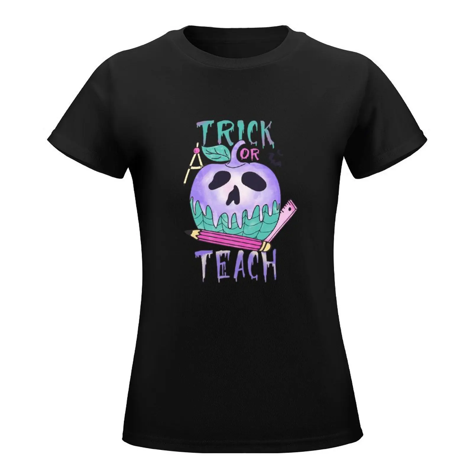 Halloween Pumpkin Trick Or Teach T-Shirt graphics Female clothing summer clothes t-shirts for Women graphic tees