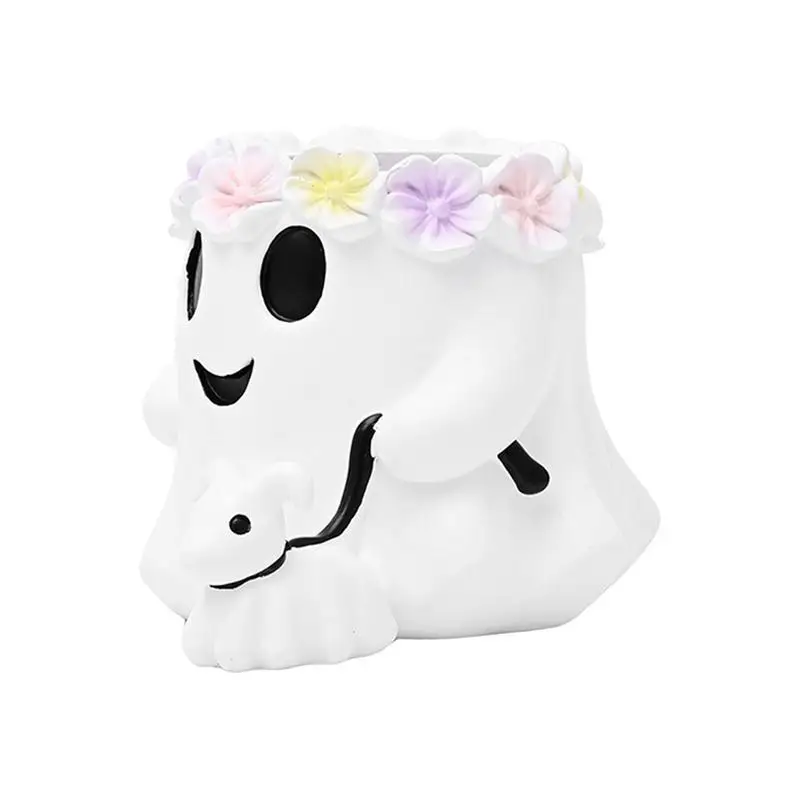 Halloween Ghost Bucket Walking Dog Design Flower Pot Decoration Ornaments Halloween Desktop Storage Ghost Ornaments Halloween