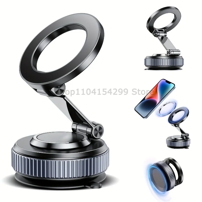 Vacuum Magnet Bracket Upgraded Version Multi-angles Adjustment Strong Magnetic Suck Design Foldable Car Navigation Phone Holder