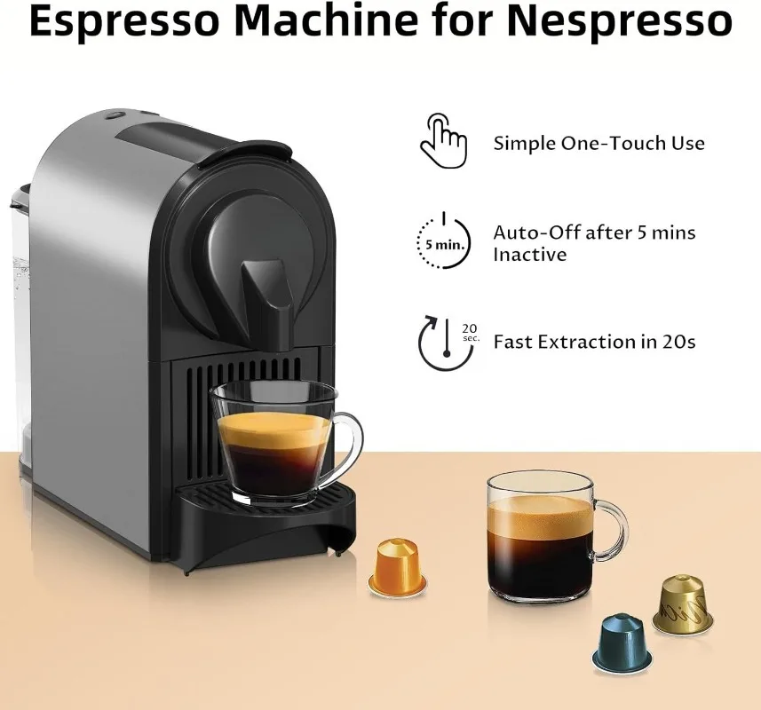 

Mini Espresso Machine for Nespresso Original Capsules, Single Serve Coffee Machine for Home Espresso