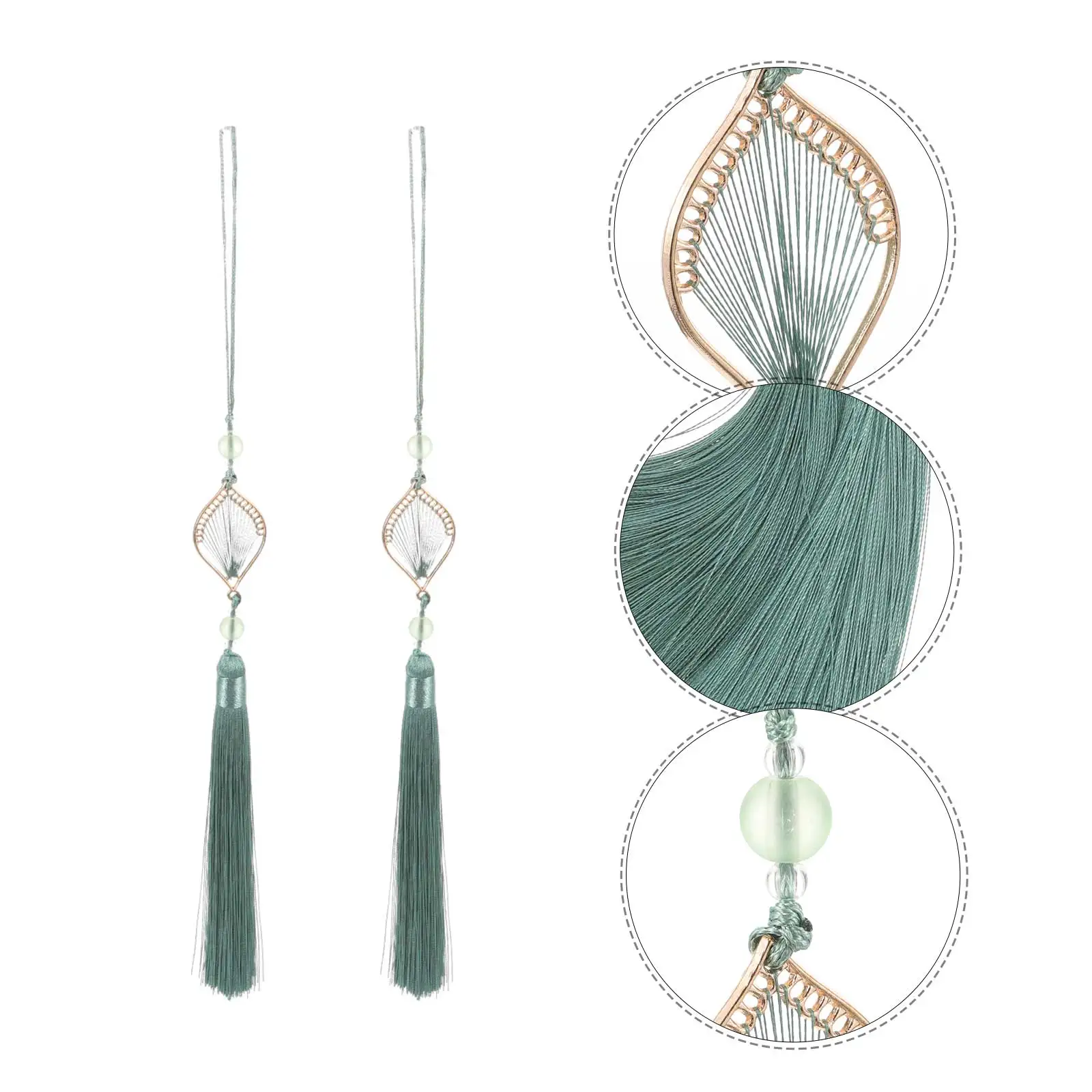 

2Pcs Beautiful Diamond-Formed Tassel Curtain Decor Exquisite Door Handle Pendant
