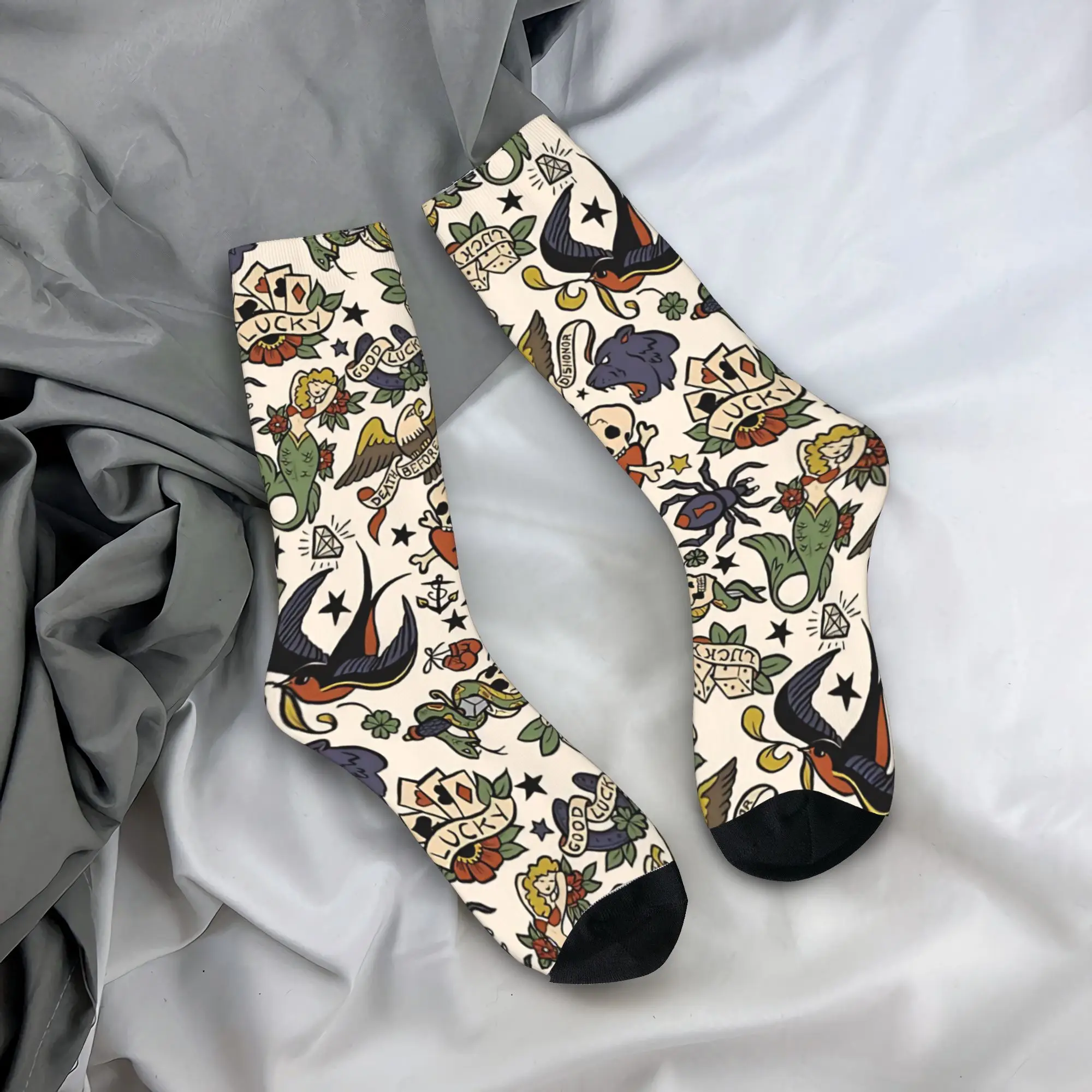 فلاش الوشم جوارب الرجال الجوارب عالية الجودة الجوارب الحديثة الخريف الدراجات المضادة للعرق جوارب مخصصة هدية عيد ميلاد