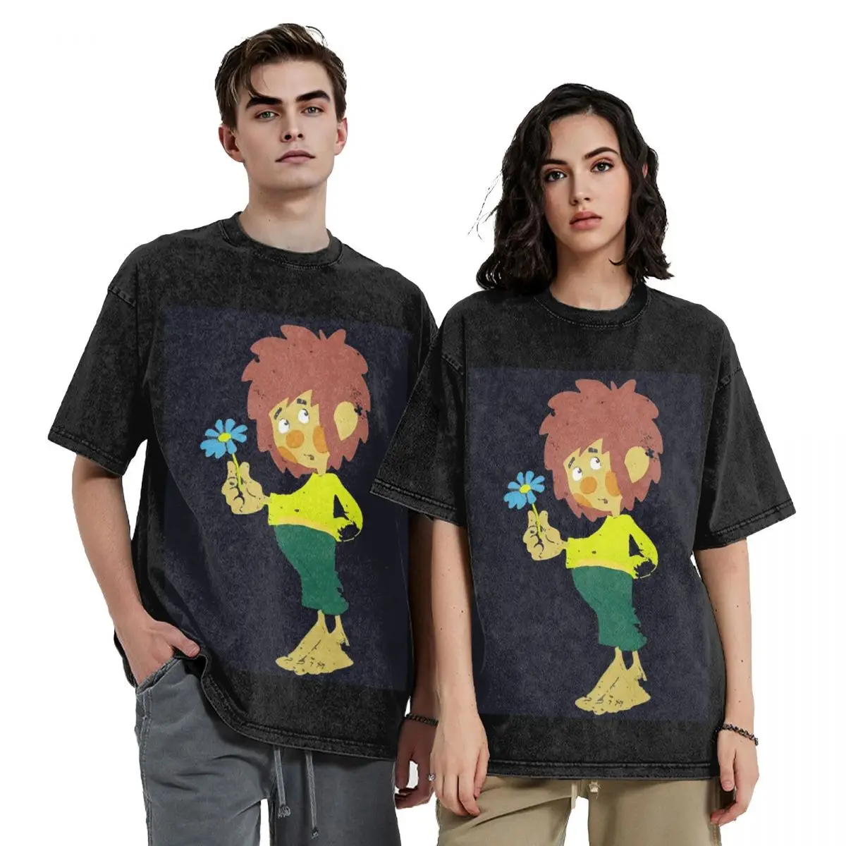 

Pumuckl Blume - Figur 1983 Hip Hop Short Sleeve T-Shirts Washed Tops Tees Streetwear T Shirt Vintage for Men Women