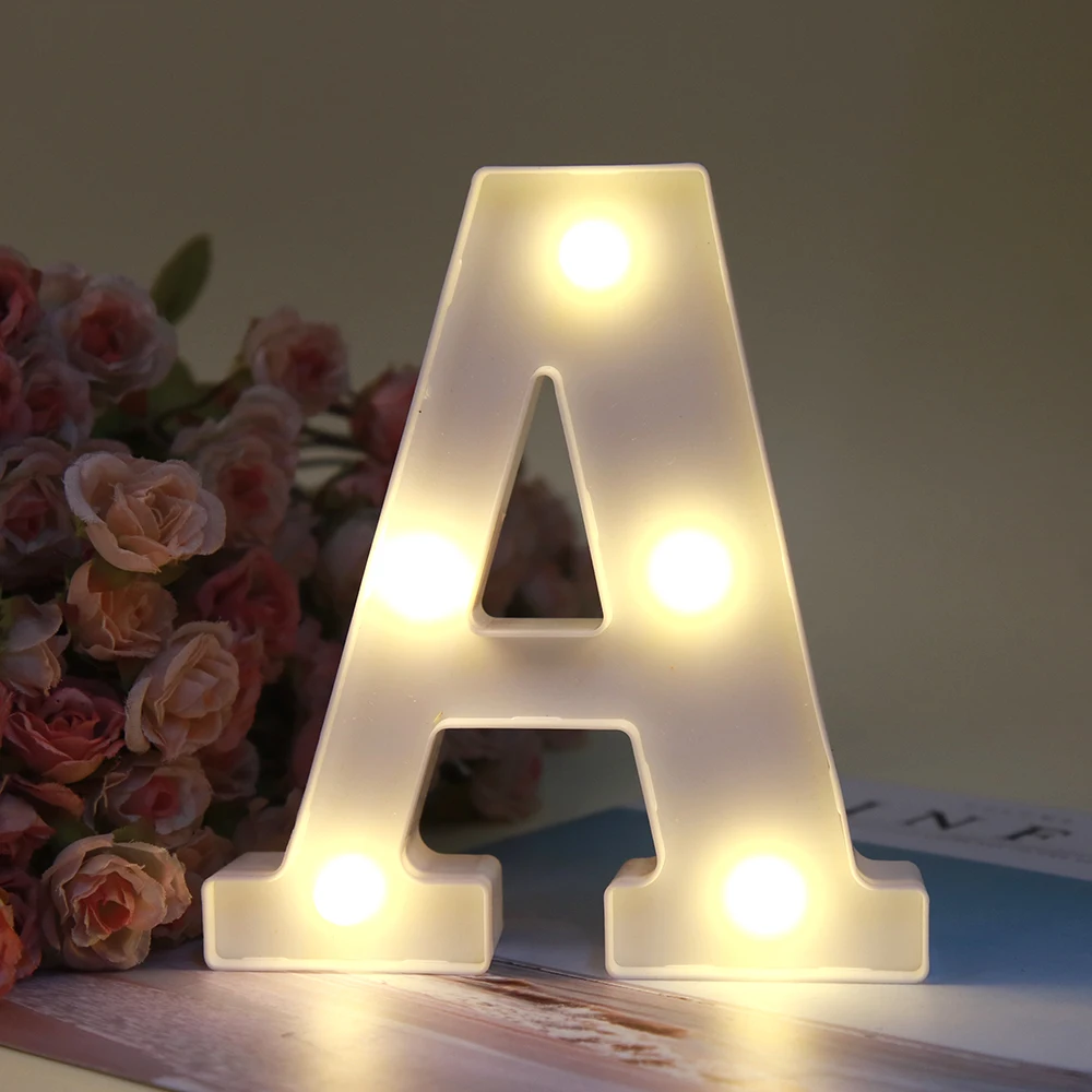 Decorative Letters Alphabet Letter LED Lights Luminous Number Lamp Decoration Battery Night Light Party Baby Bedroom Decoration