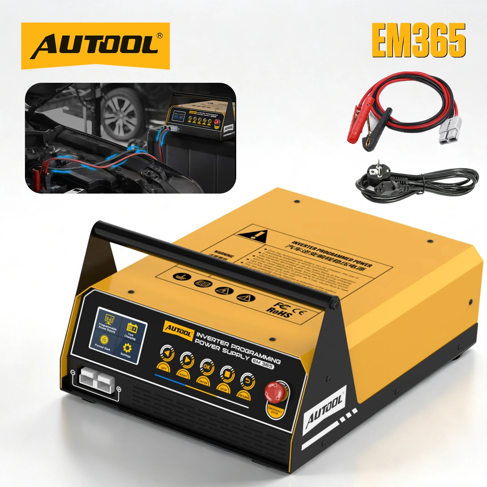 AUTOOL EM365 400A Car Programming Power Supply 110V/220V 12V Battery Charger Auto Jump Starter Regulator Voltage Transformer Portable Diagnostic Tool