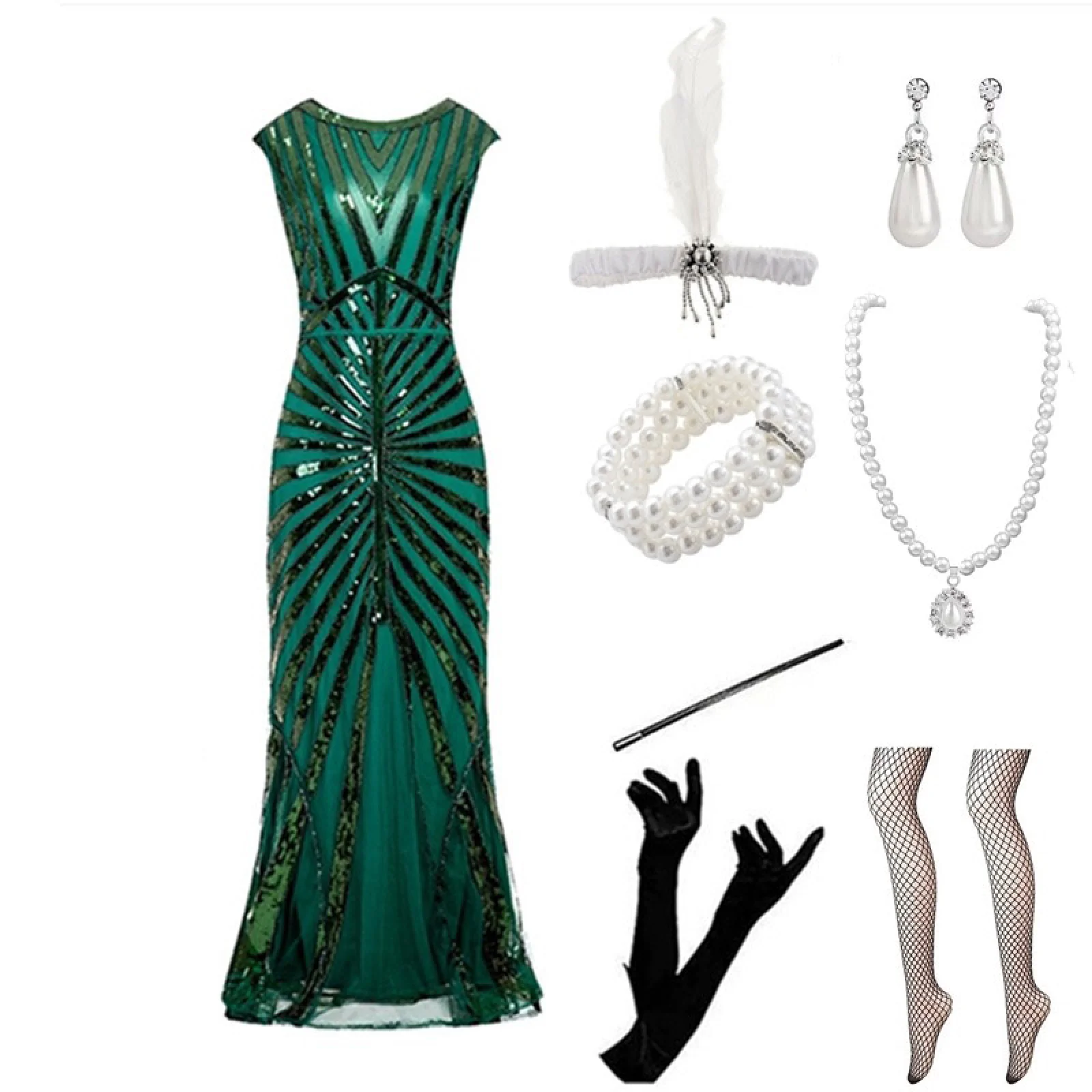 1920S Accessoires Set Voor Vrouwen Halloween Carnaval Kerst Cosplay Feest Kostuums Volledige Set Voor Vrouwen Meisjes