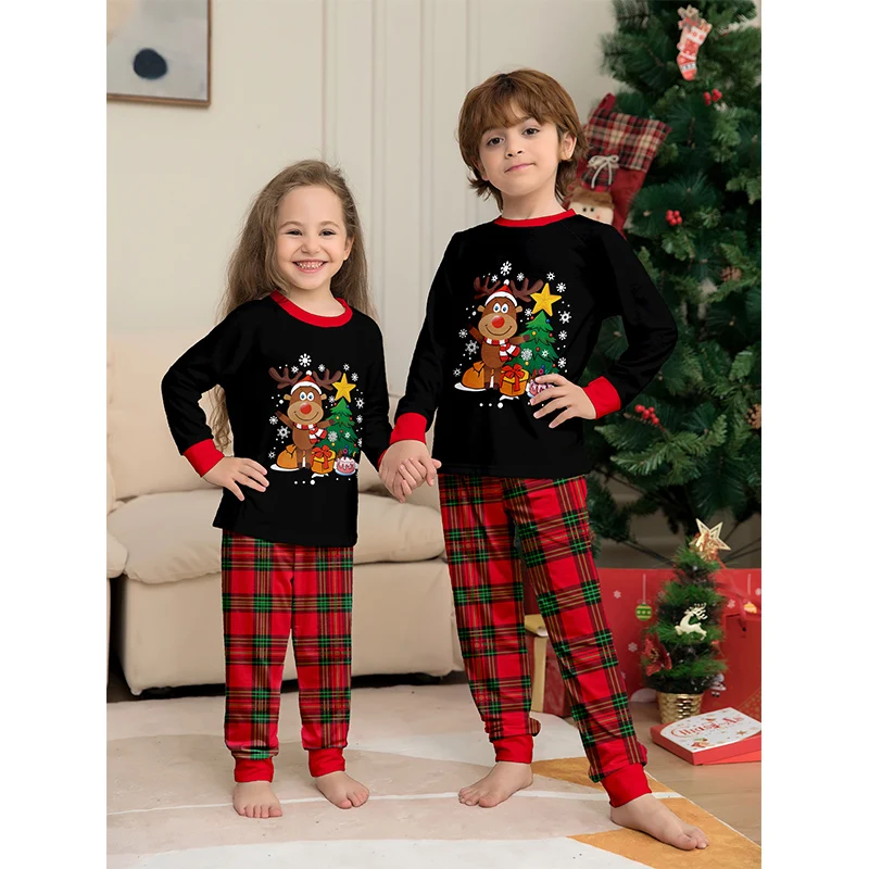 2025 Christmas Pajamas Family Outfit Matching Adult Kids News Xmas Pyjamas Clothes Set Baby Rompers Casual Sleepwear Family Look