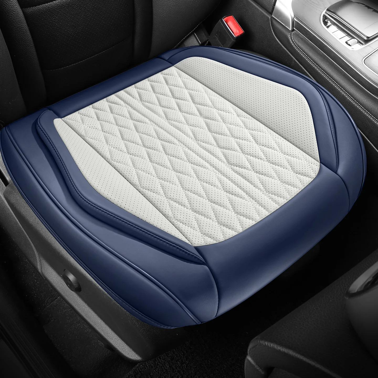 

Высококачественная подушка для автомобильного сиденья из искусственной кожи с 3D-боковыми вставками, мягкая и эластичная, эргономичная поддержка, нескользящая, дышащая, универсальная посадка