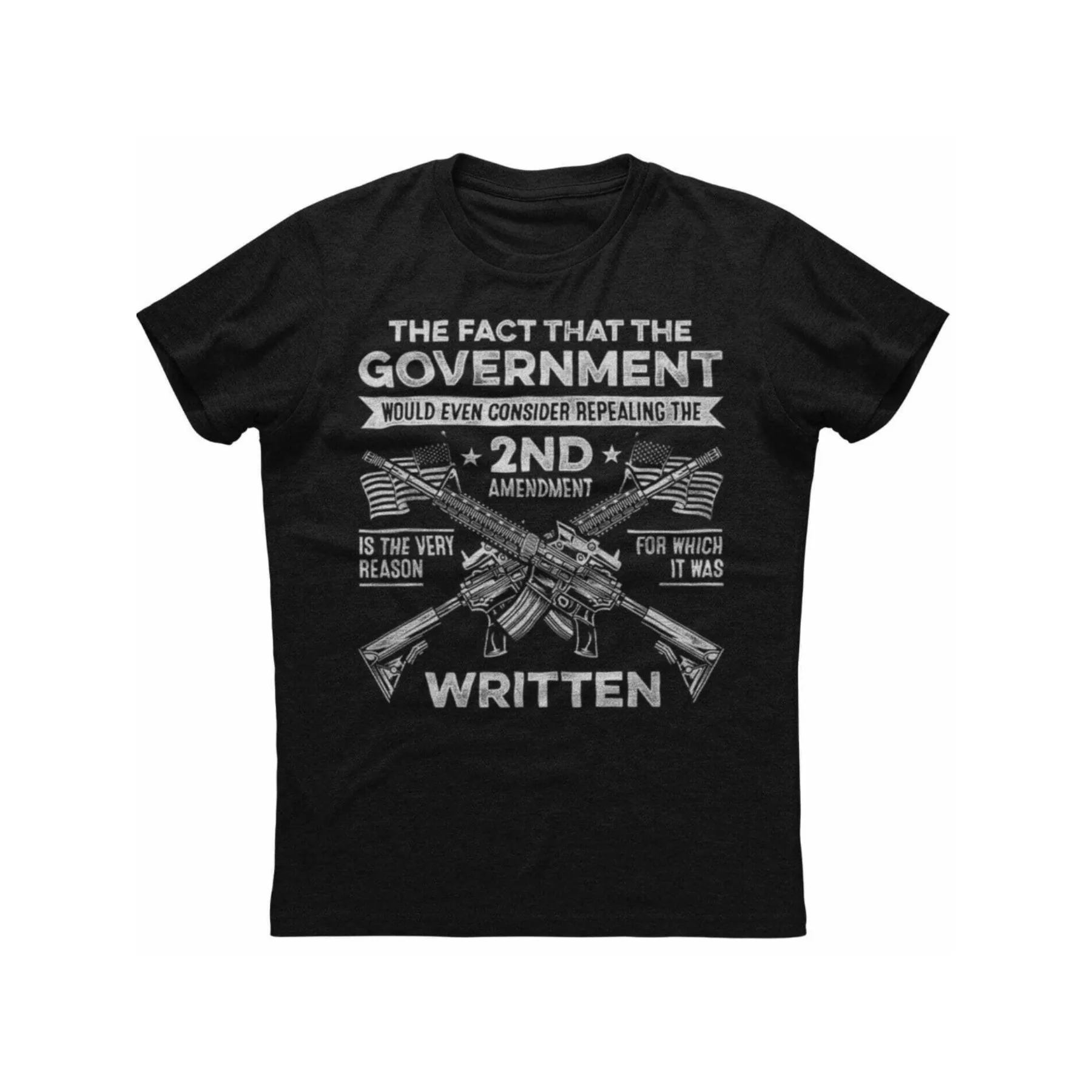 Patriotic 2nd Amendment Gun Print Men's Black Graphic T-Shirt Casual Cotton Tee