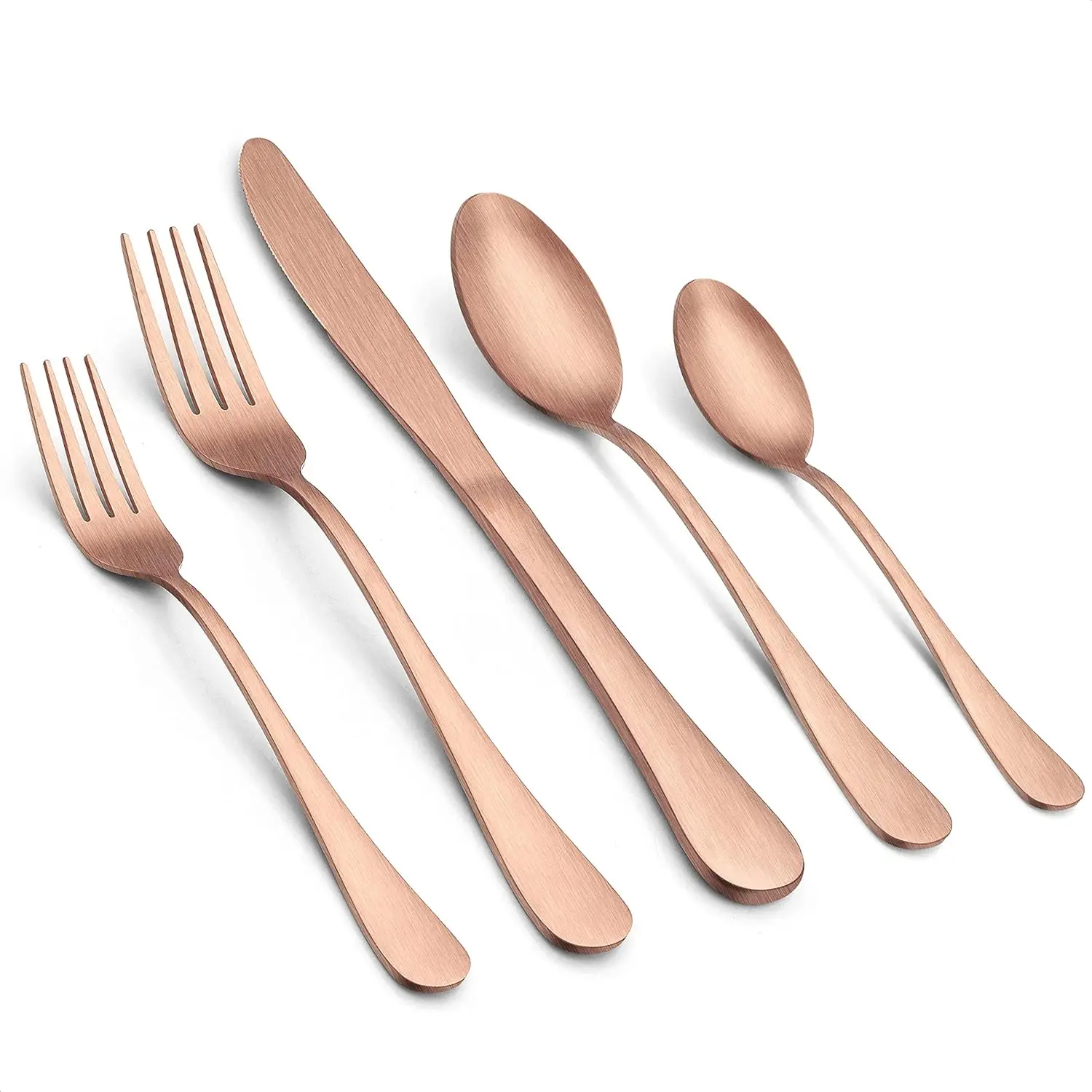

40-Piece Matte Copper Silverware Set for 8, Stainless Steel Rose Gold Flatware with Satin Finish, Dishwasher Safe