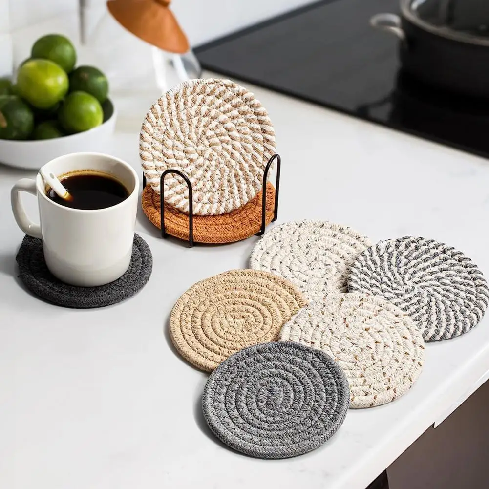 Protective Cotton Rope Mats Kitchen Essentials Set 8 Heat Resistant Placemats Trivets Pot Holders with for Hot for Kitchen