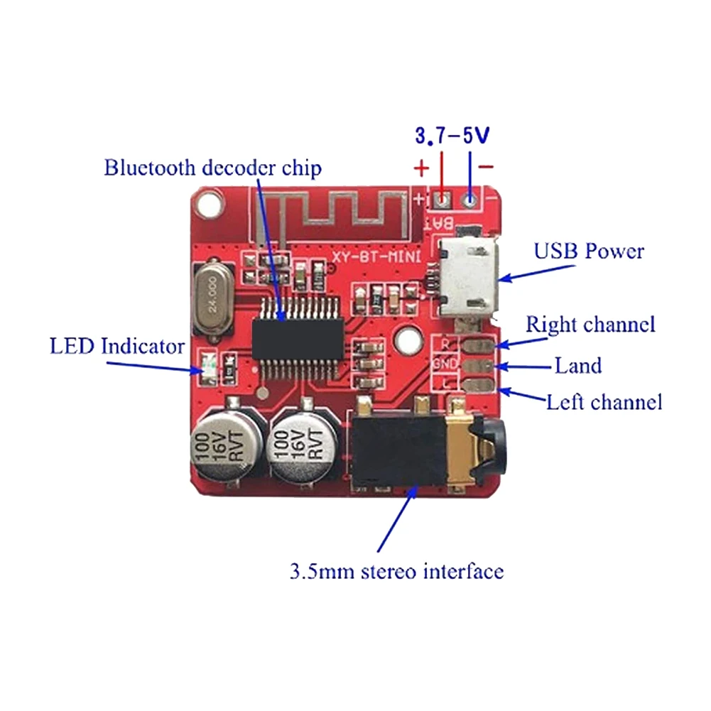 5PCS DIY Bluetooth 5.0 บอร์ด Lossless ถอดรหัสสเตอริโอไร้สายโมดูลเพลง,ลําโพงเครื่องขยายเสียงโมดูล