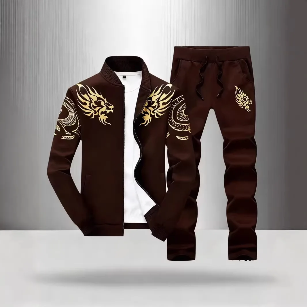 2026 Trending Spring & Autumn New Arrival Men's Printed Jacket - Youth Streetwear Full-Zip Stand Collar Bomber