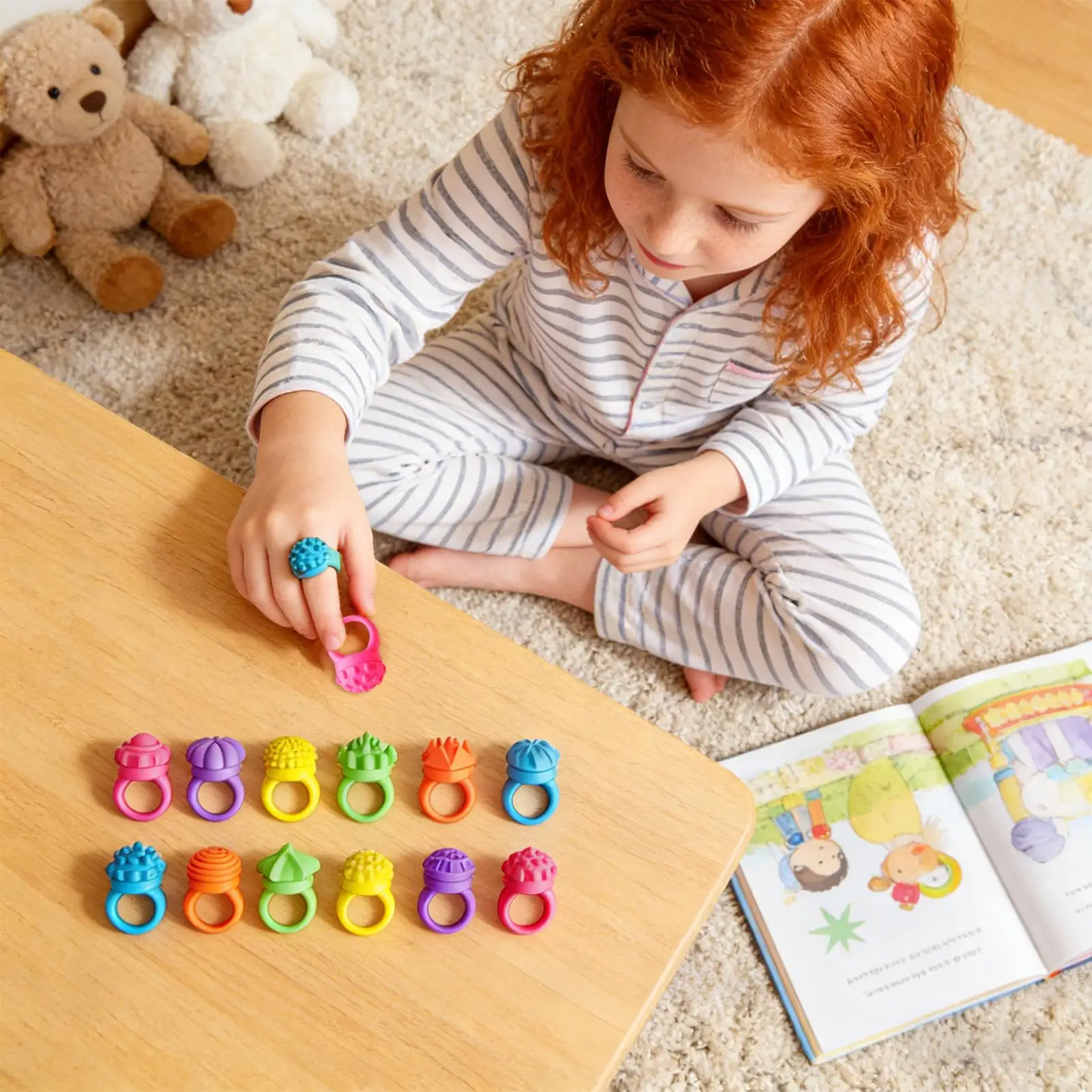 Anéis de inquietação 12 peças texturizados anéis sensoriais silicone brinquedos para crianças adultos jogar sala de aula escola casa viagem relaxamento