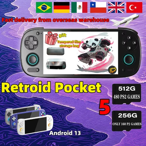 Retroid Pocket 5 consola de juegos portátil Retro consolas de videojuegos RP5 SD865 8 + 128G Android 13 pantalla RP5 de 5,5 pulgadas 512G PS2 regalo