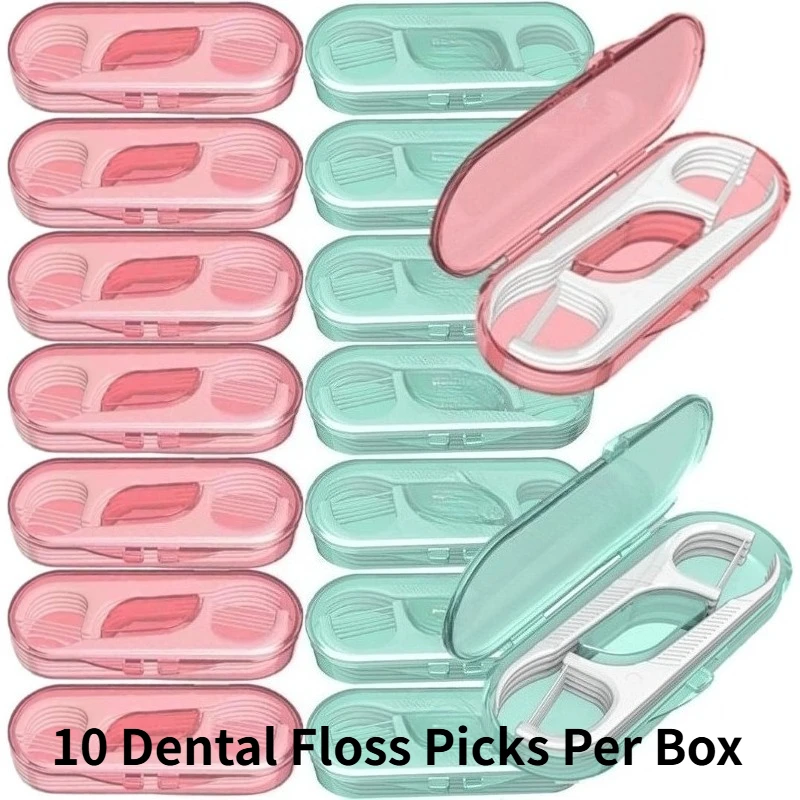 

Портативный дорожный футляр для зубных нитей с 10 шт. запасных нитей, герметичный многоразовый держатель для нитей, контейнер для ухода за полостью рта, зеленый, розовый