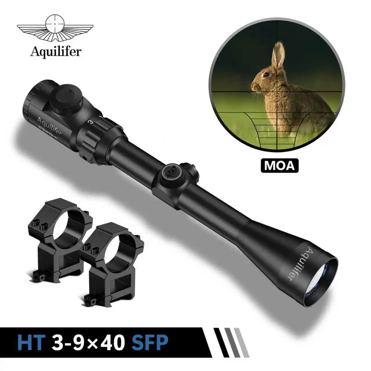 

Aquilifer HT 3-9x40 SFP 22LR Rimfire Scope Red Green Illuminated Reticle Waterproof with Picatinny Rings