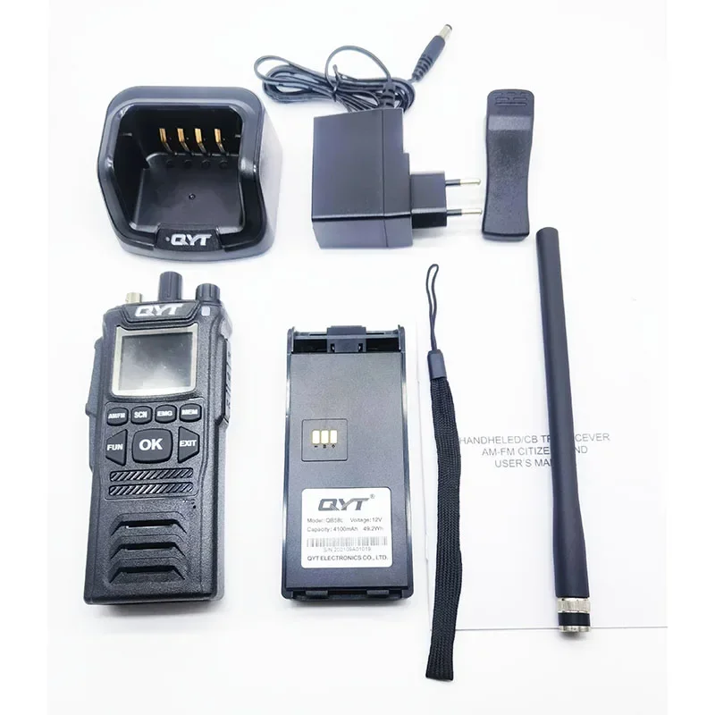 Original QYT 27MHz CB-58 Radio estándar de mano 26.965-27.405MHz 40 canales AM/FM CB Radio Walkie Talkie con batería de 4100mAh