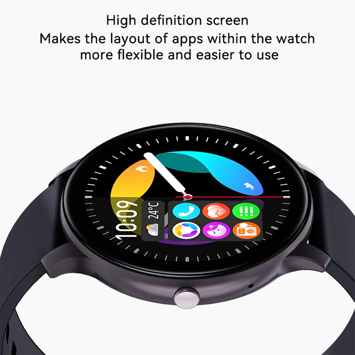 Smartwatch Full Touch Screen para Homens e Mulheres, Relógio de Fitness Esportivo, IP67 Impermeável, Bluetooth, Android, IOS