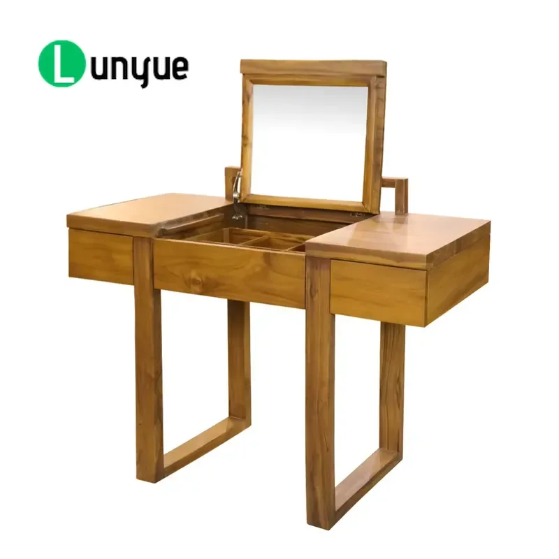 Foldable Solid Teak Clamshell Dresser 3 Drawers with Mirror Eco Friendly Durable Stylish Chic Furniture for Indonesian