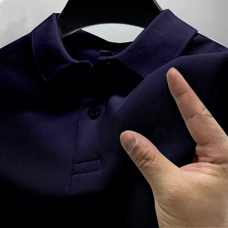 2025 Hot Sale Men's Summer Casual Breathable Comfortable Polo Shirt Men's Solid Color High Quality Short Sleeve T-Shirt ﻿ image 5