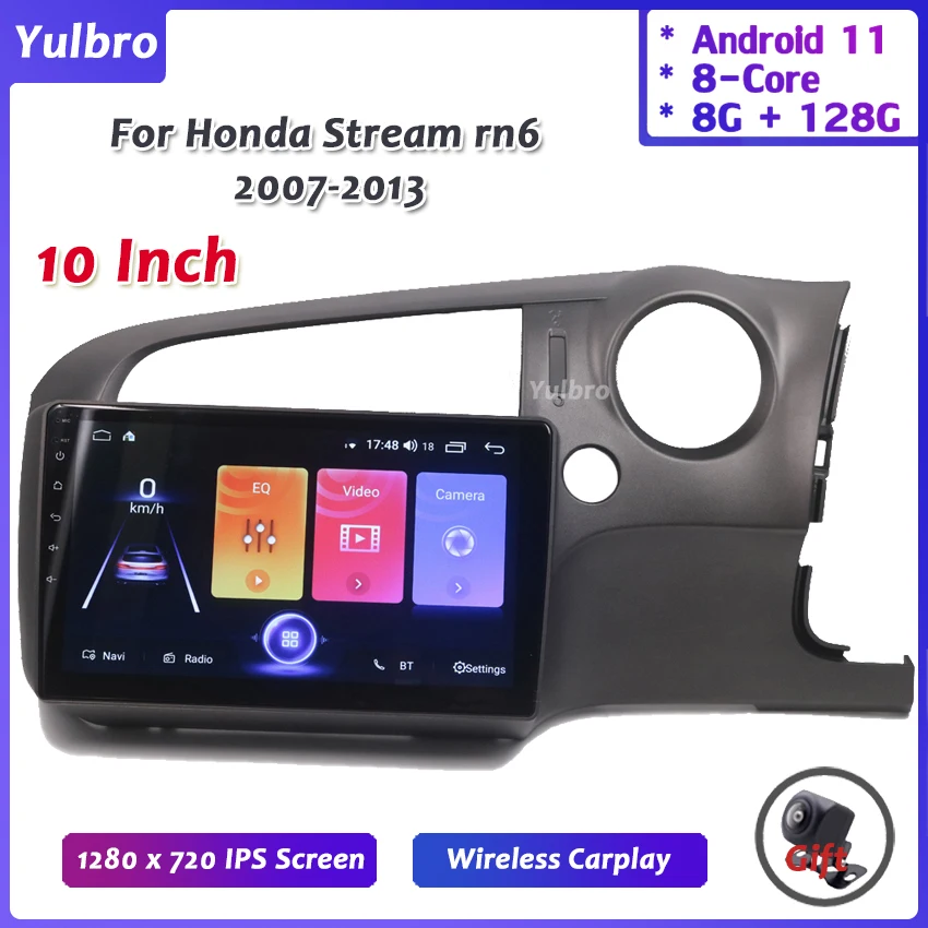 For Honda Stream rn6 2007-2013 Android 11 Auto Radio Car Multimedia Player Wifi Gps Navigation DVD Stereo Carplay Head 10 Inch