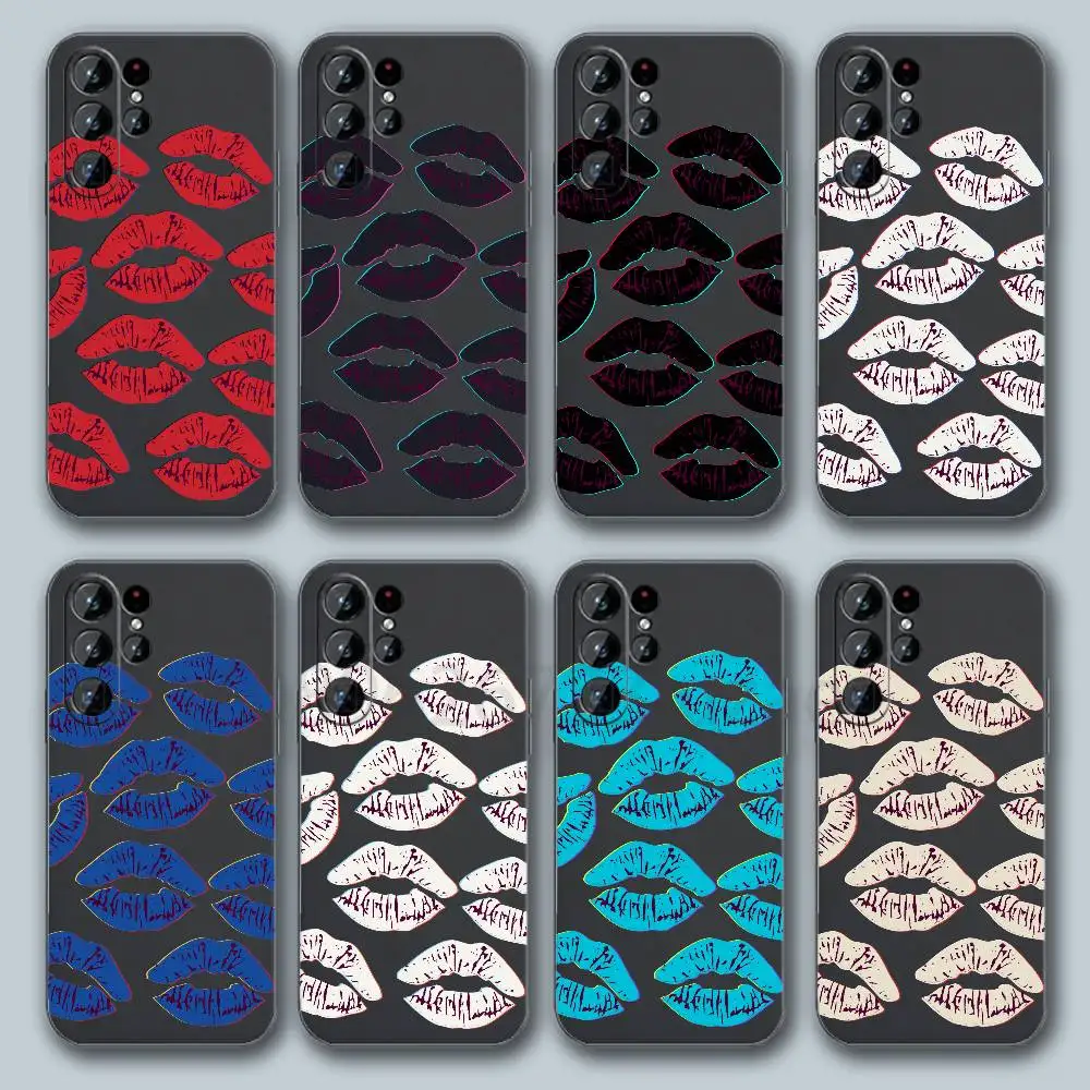 Design Cute Lip Print Phone Case For Samsung Galaxy S20 S30 S21 S22 S23 S24 S25 S26 Plus Ultra S Silicone Cover U