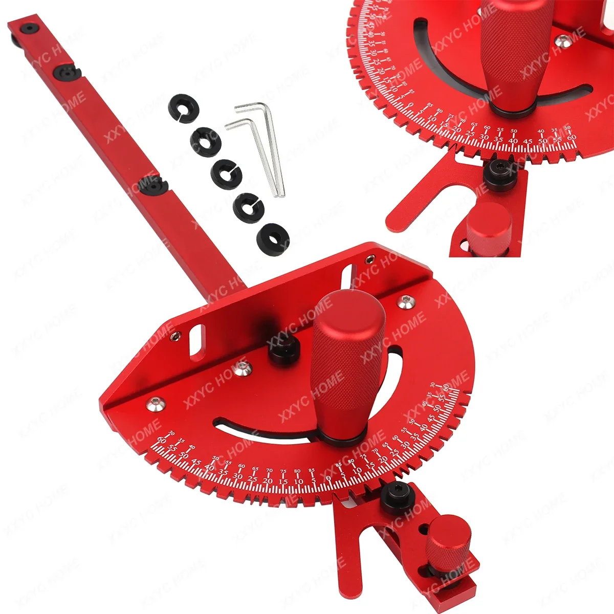 Red Miter Gauge Aluminum Alloy Handle Benches Table Saw Router Miter Gauge Sawing Assembly Ruler Woodworking Tools