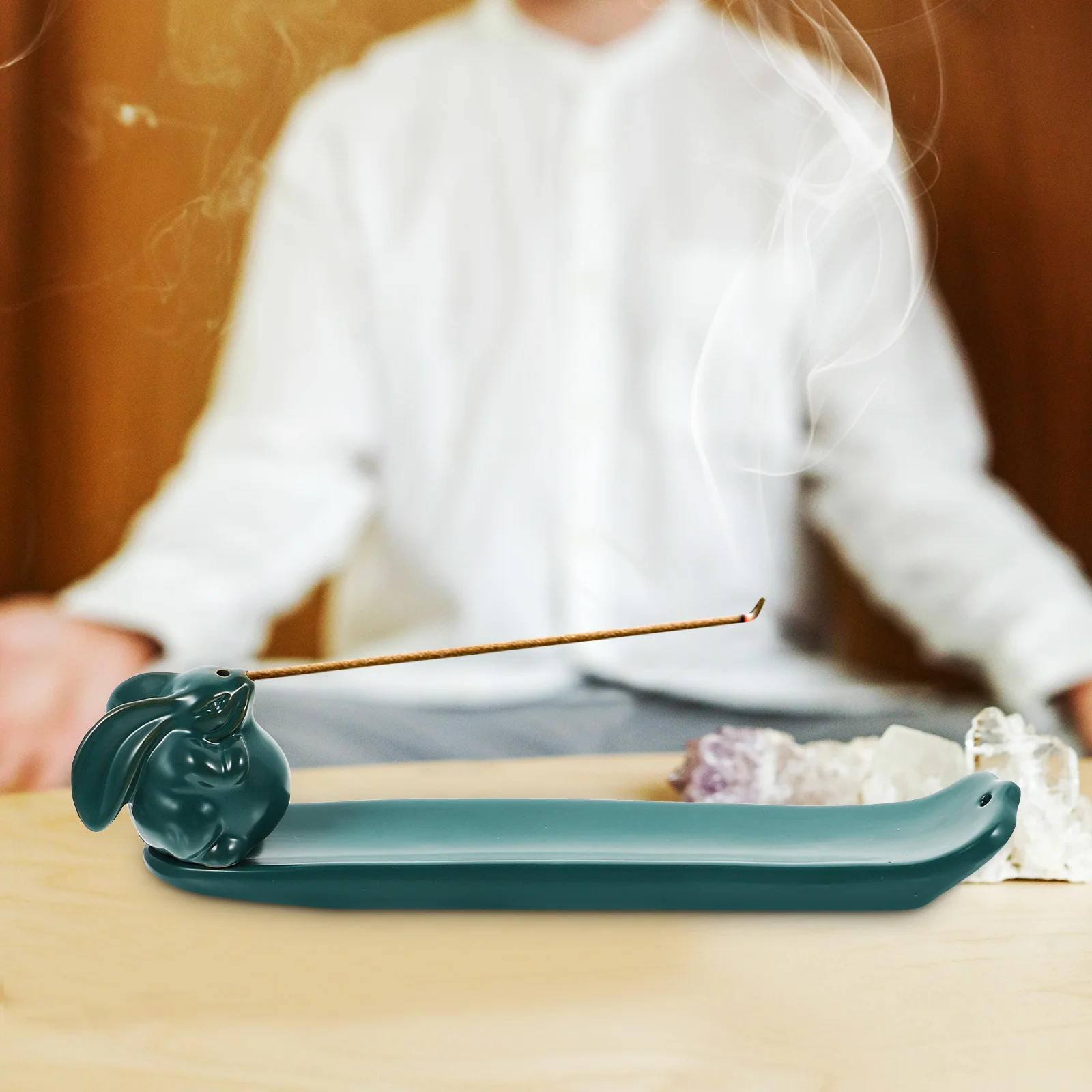 

1Set Incense Stick Burner Ceramic Rabbit Design Desktop Incense Holder Tray Home Decor Ornament Relaxation Aroma