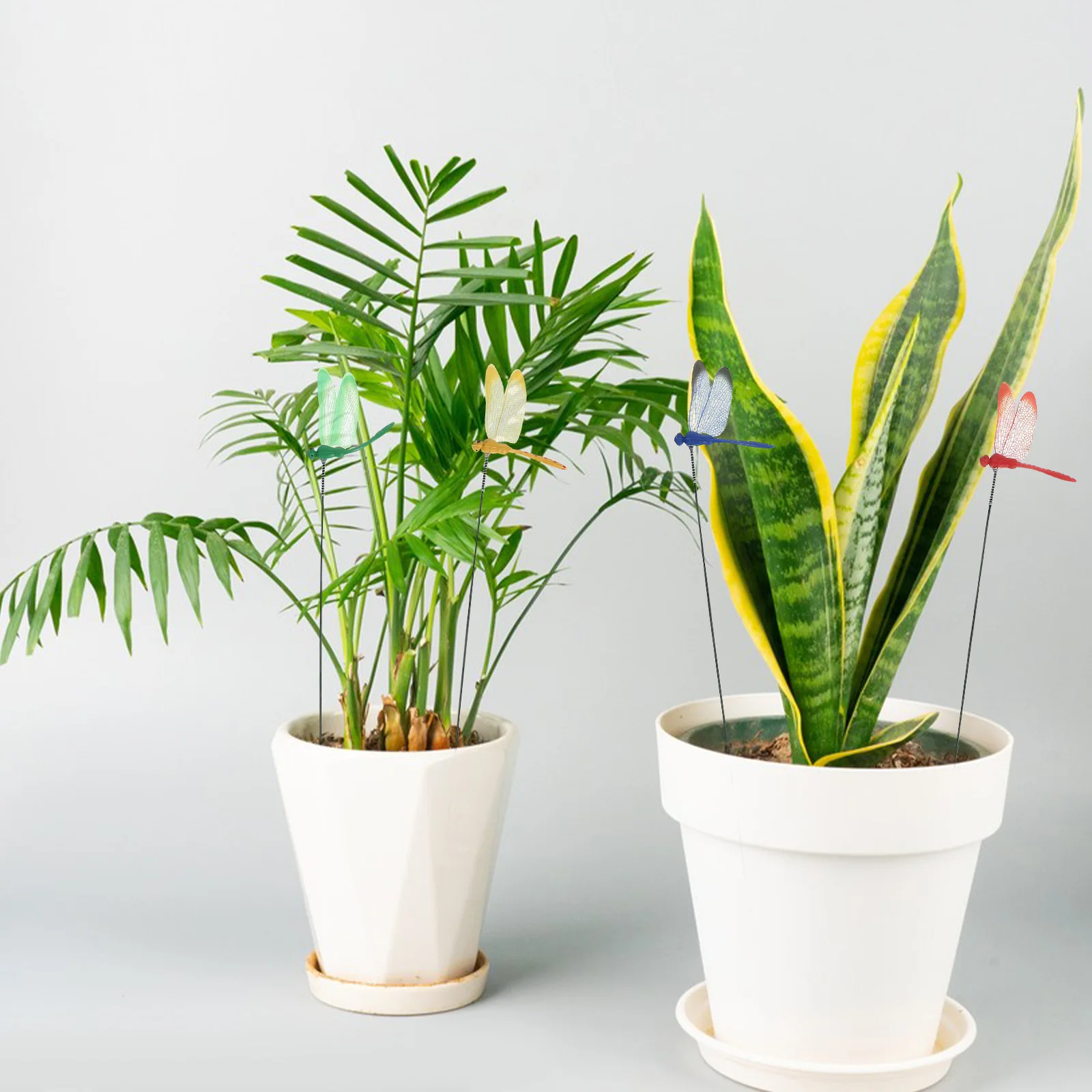 

20pcs Simulation Dragonfly Decor Garden Stakes Realistic Outdoor Yard Art Iron Wire Pvc Wind Moving Lifelike Decoration For Lawn