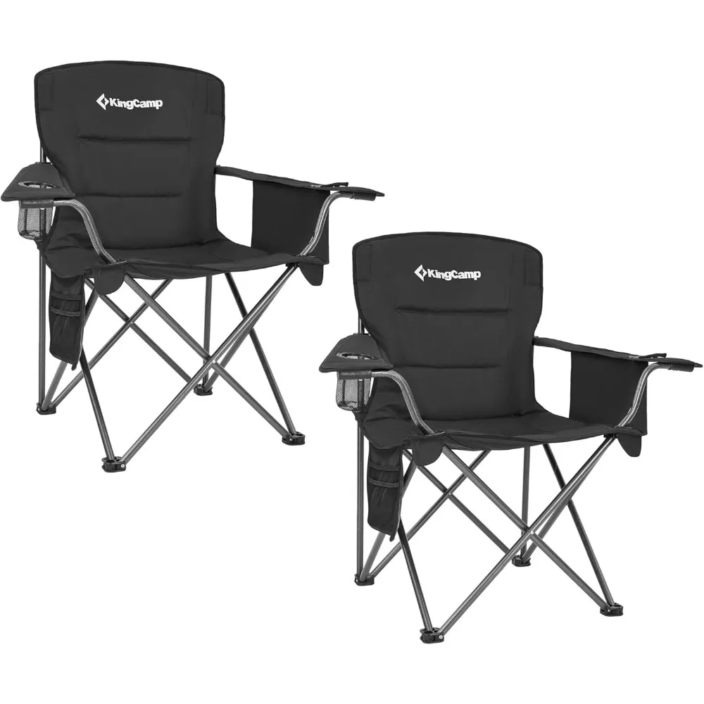 

Padded Folding Lounge Chairs with Built in Cupholder, Insulated Cooler Sleeve, and Side Storage Pocket for Indoor and Outdoors,
