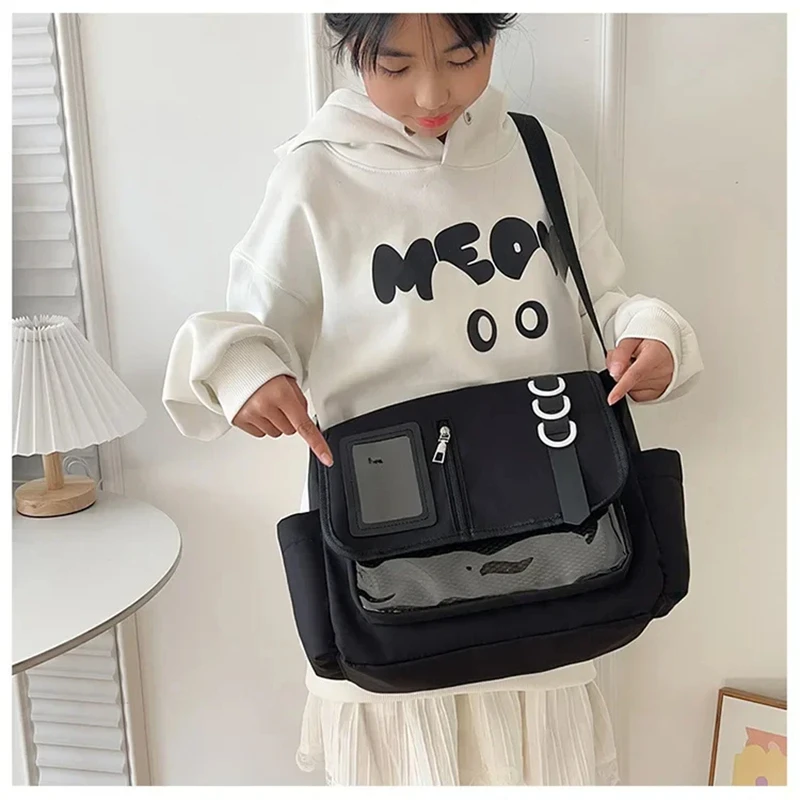 Neue japanische Harajuku Transparente Ita-Tasche mit DIY-Abzeichen-Displayplatte, Schulter-Umhängetasche für Mädchen – Detail 3