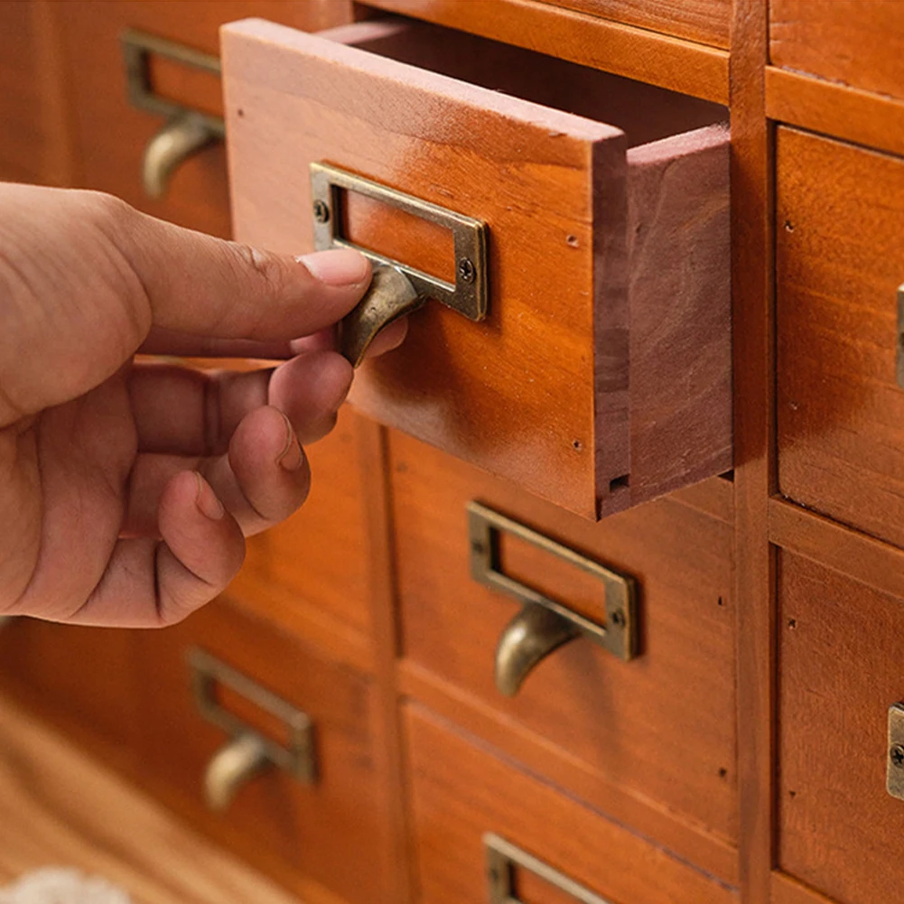 

Шкаф-каталог для карточек с 16 ящиками, деревянный органайзер, многофункциональный деревянный настольный ящик в деревенском стиле для хранения чая и кофейных капсул