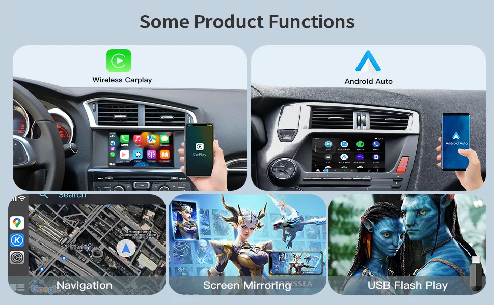 Für Peugeot Citroen Kabelloser CarPlay-Adapter Android Auto Modul SMEG 208 2008 308 508 3008 & C4 DS3 DS5 unterstützt Rückfahrkamera – Detail 3