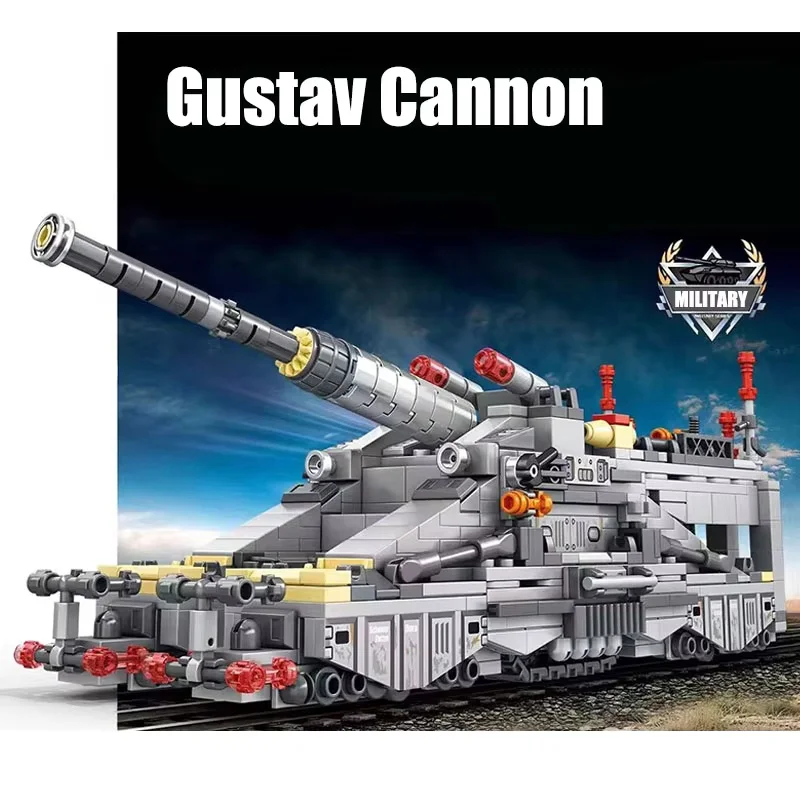 Gustav Cannon Gun Building Military MOC 853pcs Schwerer Gustav Model Heavy Blocks DIY With Tank Bricks Toys