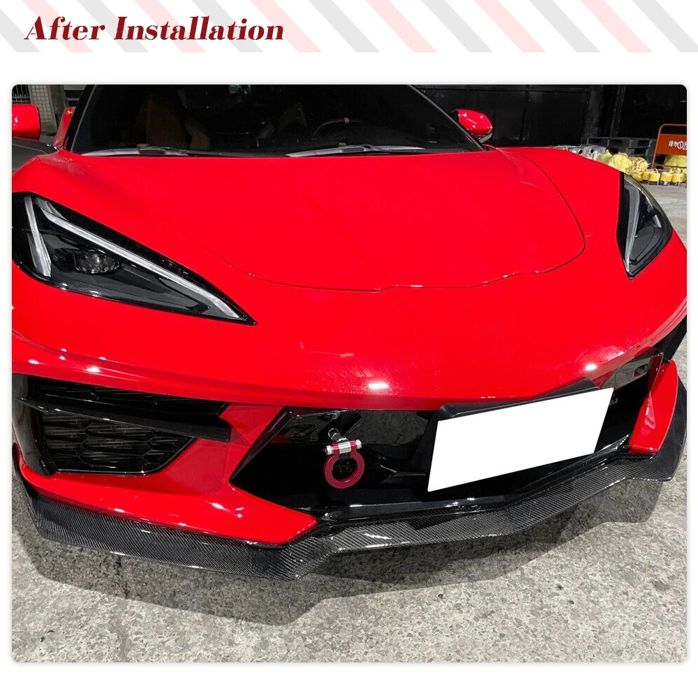 Real Carbon Fiber Front Bumper Lip Spoiler Cover Trim For Chevrolet Corvette C8 GM Z51 STG 2020-2022 Front Bumper Lip Splitter