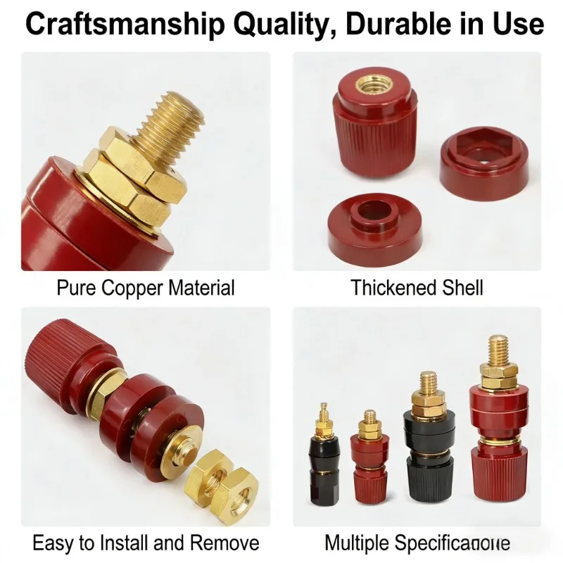 M5/M6/M8/M10 Wire Binding Post Thread Screw Cable Connector Inverter High Current 333/555 Lithium Battery Copper Terminal Block