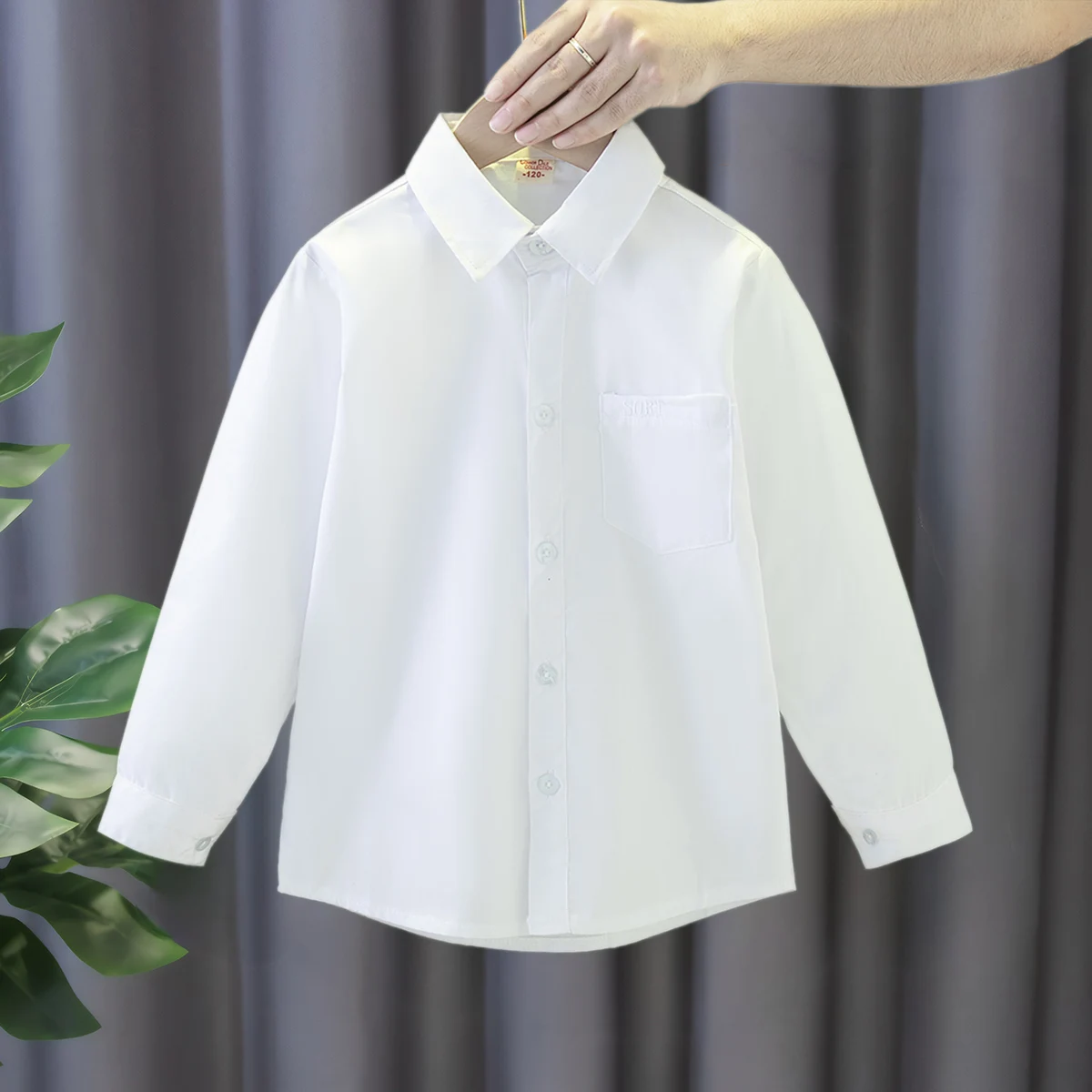 Children's Shirt Spring And Fall Pure White Long-Sleeved Simple Student Blouse Casual Student Formal Wear