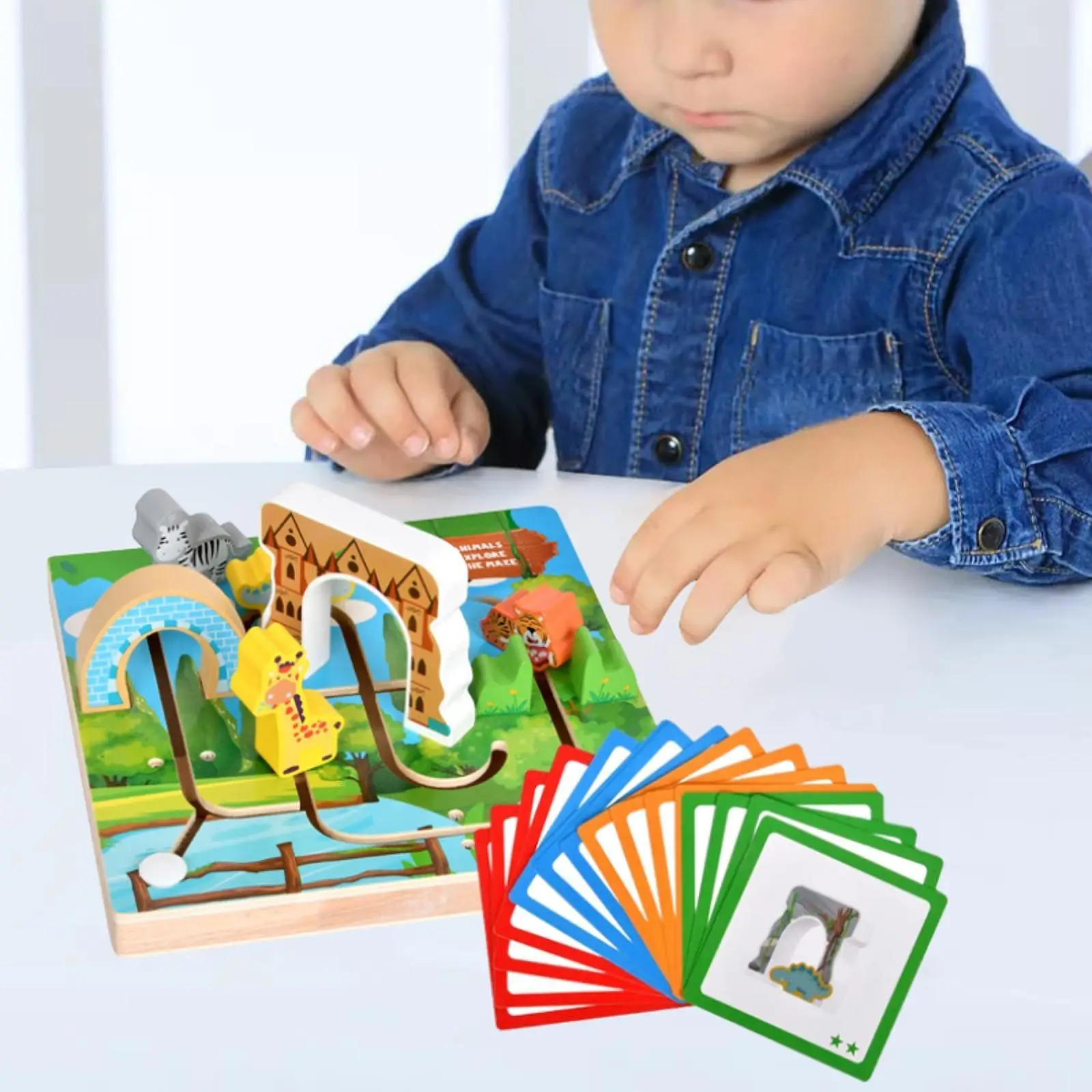 Wooden Puzzle Toy Board Games Animal Learning Fine Motor Skill Educational Circle Toy Sliding Maze for Children Birthday Gift
